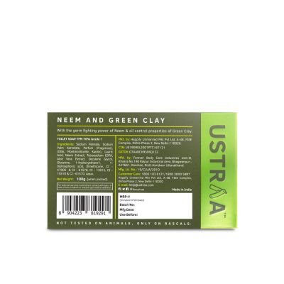 Ustraa: Neem & Green Clay soap for fighting germs - 100g - pack of 8