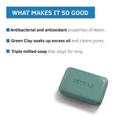 Ustraa: Neem & Green Clay soap for fighting germs - 100g - pack of 8