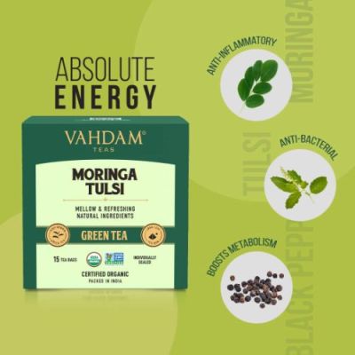 Vahdam Teas: Moringa Tulsi Green Tea 30gm