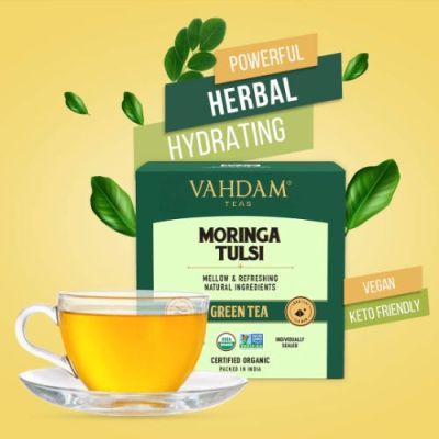 Vahdam Teas: Moringa Tulsi Green Tea 30gm