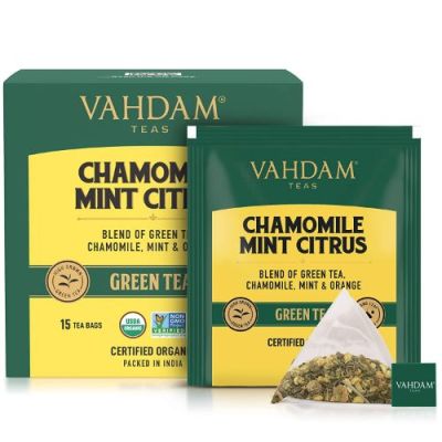 Vahdam Teas: Chamomile Mint Citrus Green Tea 30gm