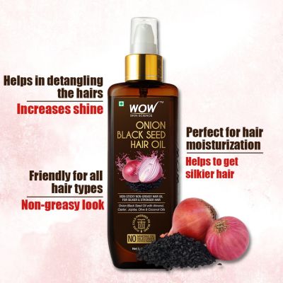 WOW: Onion Black Seed Hair Oil, 200 ml