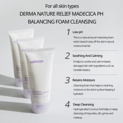 Celimax: Derma Nature Relief Madecica pH Balancing Foam Cleansing - 150ml