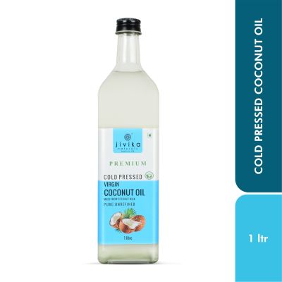 jivika naturals: Virgin Coconut Oil Made From Coconut Milk - Cold Pressed (Glass Bottle) - 1 Litre