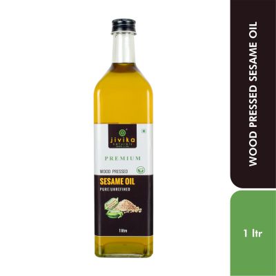 jivika naturals: Sesame Oil (Wood Pressed/Cold Pressed) (Glass Bottle) - 1 Litre