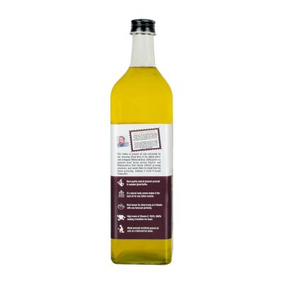 jivika naturals: Peanut Oil (Wood Pressed/Cold Pressed) (Glass Bottle) - 1 Litre
