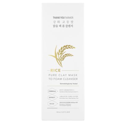 Thank You Farmer: Rice Pure Clay Mask to Foam Cleanser - 150ml