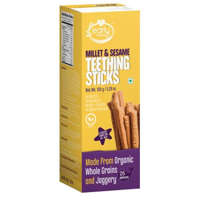 Early Foods: Assorted Pack of 4 Organic Kids Snacks (Millet & Ajwain Sticks + Multigrain & Amaranth Cookies)