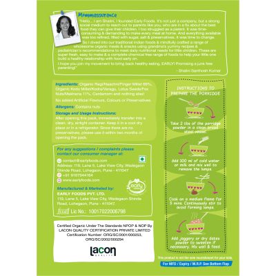 Early Foods: Combo of 3 Organic Millet Porridges - Dinner Cereal Combo for Kids