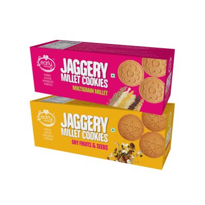 Early Foods: Assorted - Dry Fruit & Multigrain Millet Jaggery Cookies - Pack of 2 - 150 gm