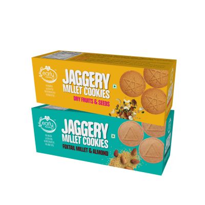 Early Foods: Assorted - Foxtail Almond & Dry Fruit Jaggery Cookies - Pack of 2 - 150 gm each
