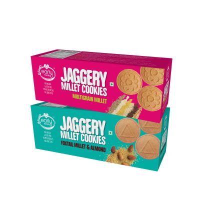 Early Foods: Assorted - Foxtail Almond & Multigrain Jaggery Cookies - Pack of 2 - 150 gm each