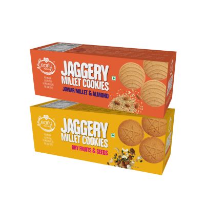 Early Foods: Assorted - Jowar & Dry Fruit Jaggery Cookies - Pack of 2 - 150 gm each