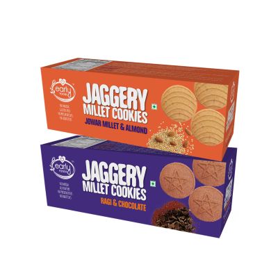Early Foods: Assorted - Jowar & Ragi Amaranth Jaggery Cookies - Pack of 2 - 150 gm each