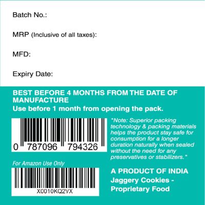Early Foods: Pack of 6 - Foxtail Millet & Almond Jaggery Cookies