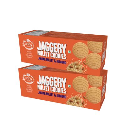 Early Foods: Jowar Almond Jaggery Cookies - Pack of 2 - 150 gm each