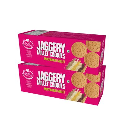 Early Foods: Organic Multi-grain Millet Jaggery Cookies - Pack of 2 - 150 gm each