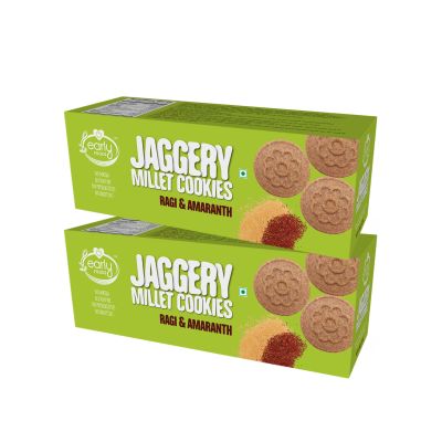 Early Foods: Organic Ragi & Amaranth Jaggery Cookies - Pack of 2 - 150 gm each