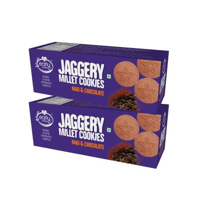 Early Foods: Organic Ragi and Choco Jaggery Cookies - Pack of 2 - 150 gm each