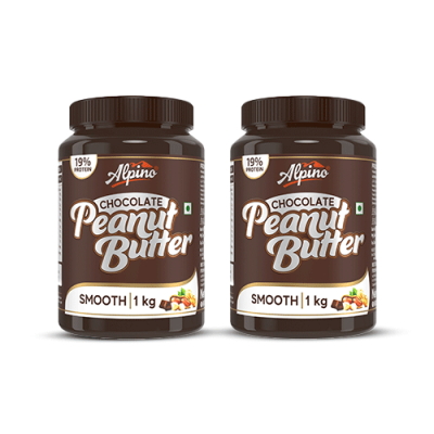 Alpino: Chocolate Peanut Butter Smooth | 19 G Protein | High Protein Peanut Butter Creamy | Gluten-Free | Vegan - Pack of 2 - 1 Kg each