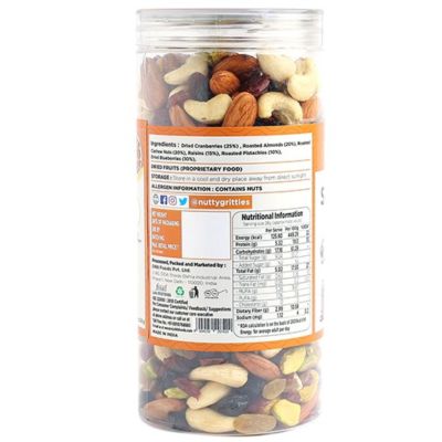 Nutty Gritties: Nutty Gritties Sports Mixed Nuts and Dry Fruit - Roasted Almonds, Cashews, Pistachios, Dried Blueberries, Cranberries and Raisins, Healthy Snack for all - 550g