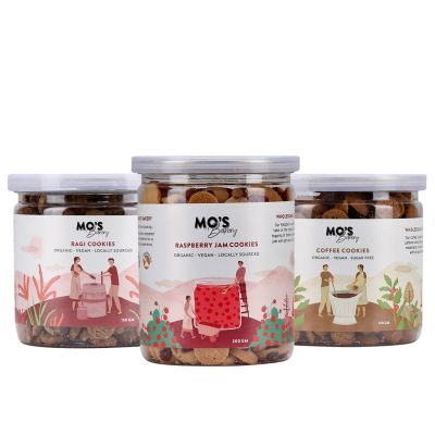 MOS Bakery: Combo of Raspberry Jam Cookies, Sugar Free Coffee Cookies & Ragi Cookies