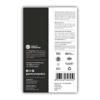 PURECURE+CO: Hair Neelibringadi Oil - 100ml