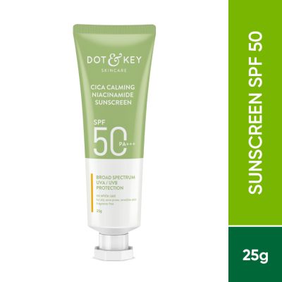 Dot & Key: CICA Niacinamide Face Sunscreen SPF 50 PA+++ - UV Protection for Oily - and Acne Prone Skin - 25gm
