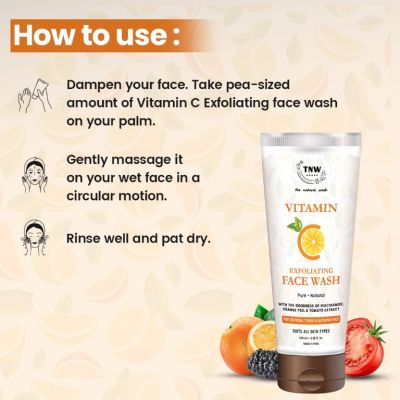 TNW - The Natural Wash: Vitamin C Exfoliating Face Wash For Refresh, Toned & Glowing Skin - 100ml