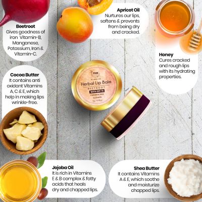 TNW - The Natural Wash: Beetroot Lip Balm - (Ayurvedic & Paraben-Free)- 5gm