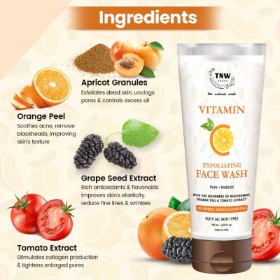 TNW - The Natural Wash: Vitamin C Exfoliating Face Wash For Refresh, Toned & Glowing Skin - 100ml