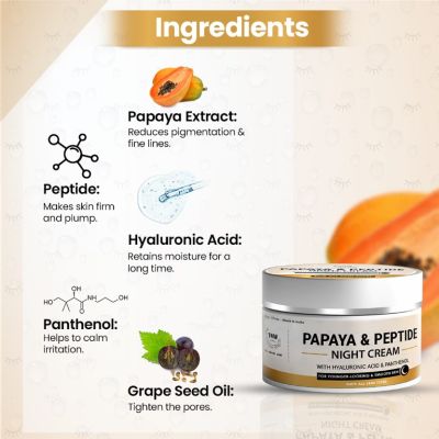 TNW - The Natural Wash: Papaya & Peptide Night Cream For Younger Looking & Smooth Skin - 50gm