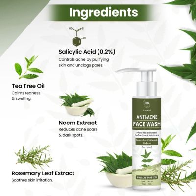 TNW - The Natural Wash: Anti-Acne Face Wash For Acne & Blemishes - 100ml