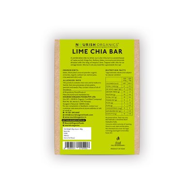Nourish Organics: Lime Chia Bar - 180 gm