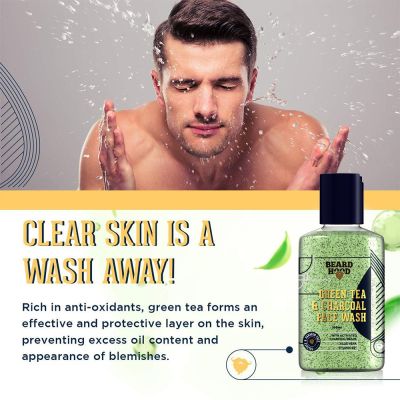 Beardhood: Green Tea & Charcoal Face Wash For Man - 100 ml