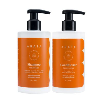 Arata: Natural Happy Hair Duo With Cleansing Shampoo & Conditioner
