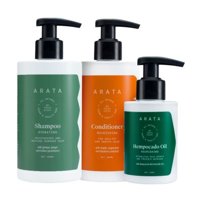 Arata: Natural Daily Therapy Combo With Hydrating Shampoo, Hempocado Oil & Hair Conditioner