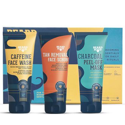 Beardhood: Tan Removal Scrub, Peel Off Mask, Caffeine Face Wash - Pack of 3