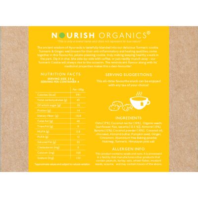 Nourish Organics: Chia Turmeric Cookies - 110 gm