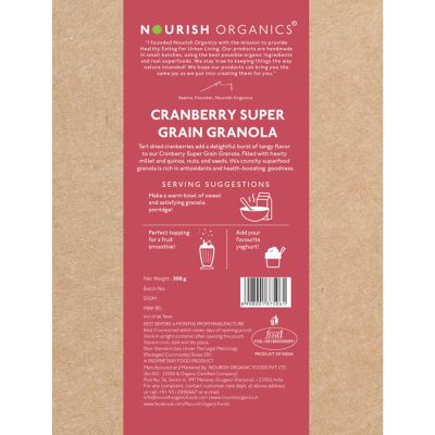 Nourish Organics: Cranberry Super Grain Granola - 300 gm