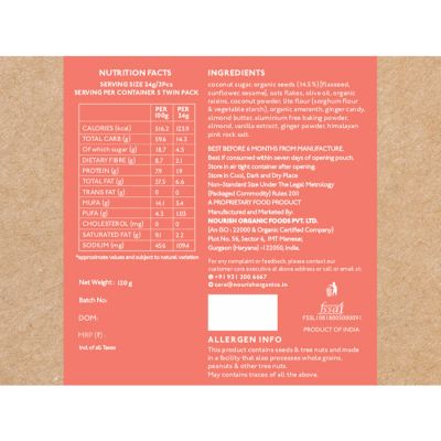 Nourish Organics: Ginger Oats Cookies - 120 gm