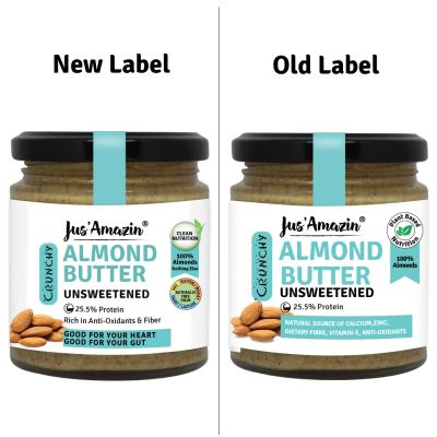 Jus Amazin: CRUNCHY Almond Butter - Unsweetened - 200 gm