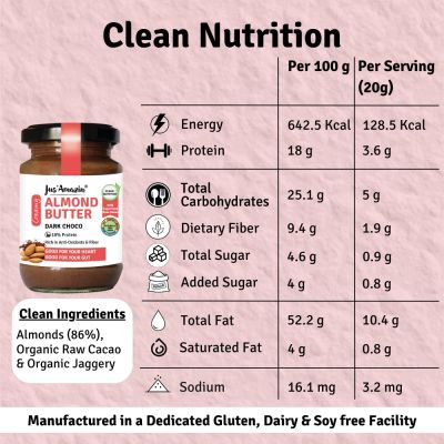 Jus Amazin: Creamy Almond Butter - Dark Chocolate - 125 gm