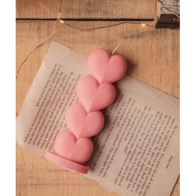 The Umbrella Store: Heart shaped Pillar candle-Pink