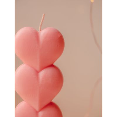 The Umbrella Store: Heart shaped Pillar candle-Pink