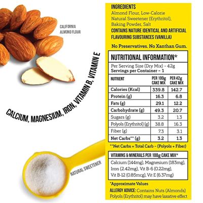 Serapheena: Vanilla Victoria Keto Cake Mix with Almond Flour - Pack of 3 (42gm Each)