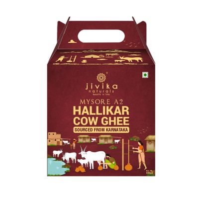 jivika naturals: Premium A2 Hallikar Cow Ghee (Glass Bottle) - 500 ml