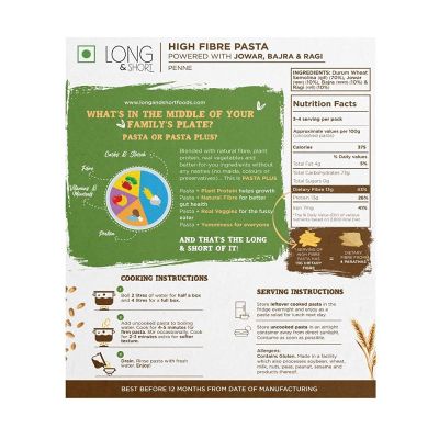 Long & Short: High Fibre Pasta Multigrain Penne - 250gm