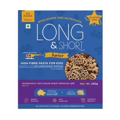 Long & Short: High Fibre Pasta Wholewheat Junior - 250gm