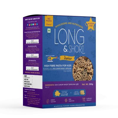 Long & Short: High Fibre Pasta Wholewheat Junior - 250gm